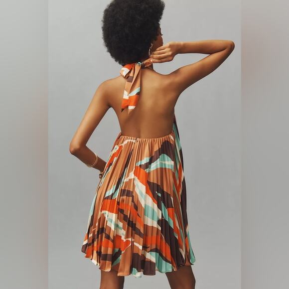 NWT Anthropologie Hutch Halter Pleated Swing Mini Dress Size Small - Picture 2 of 11